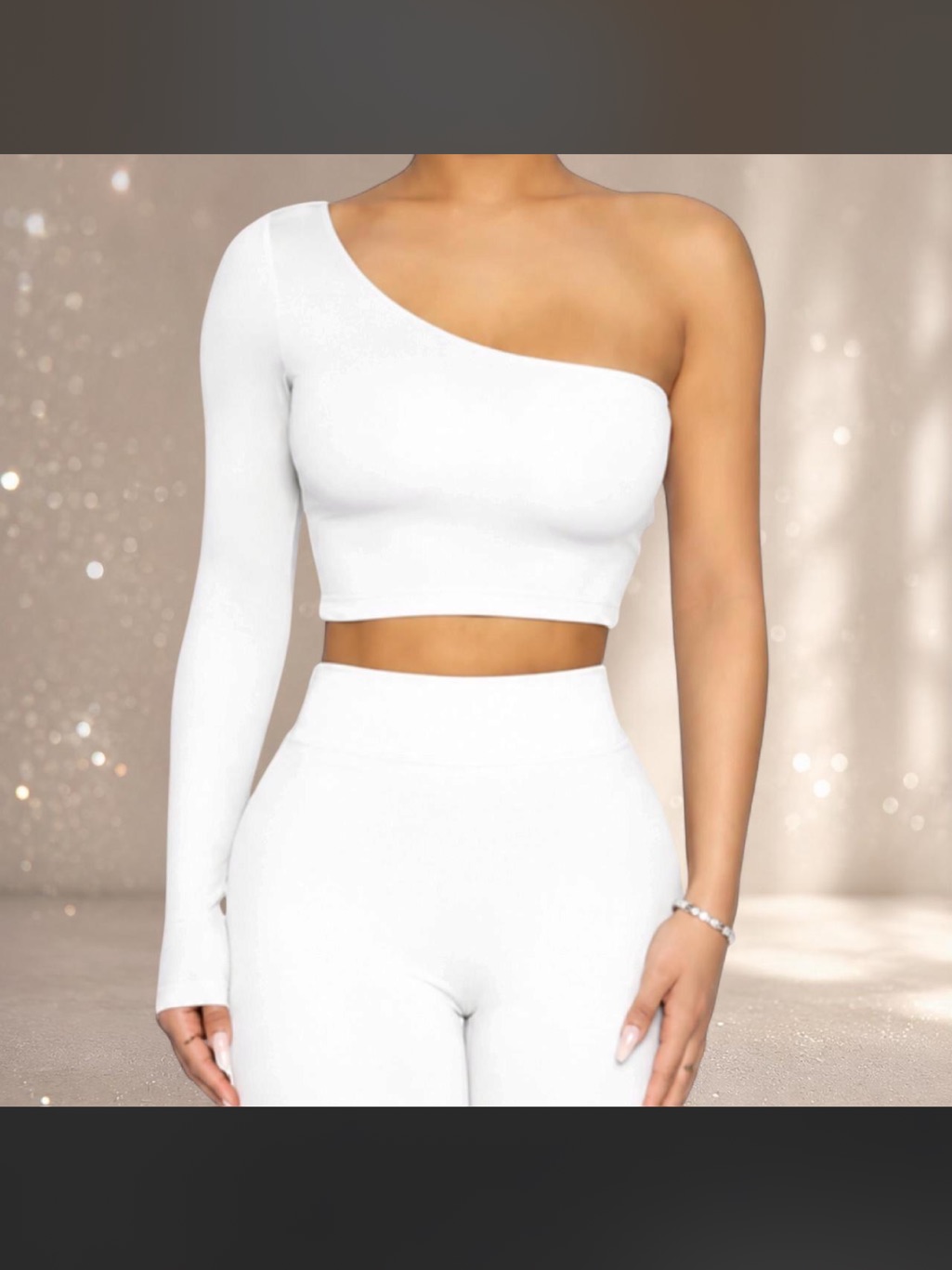 Naked Wardrobe One-Shoulder White Crop Top